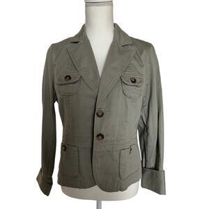 Office Siren Womens Green Utility Jacket Sz M Vintage Cotton Core Cottage